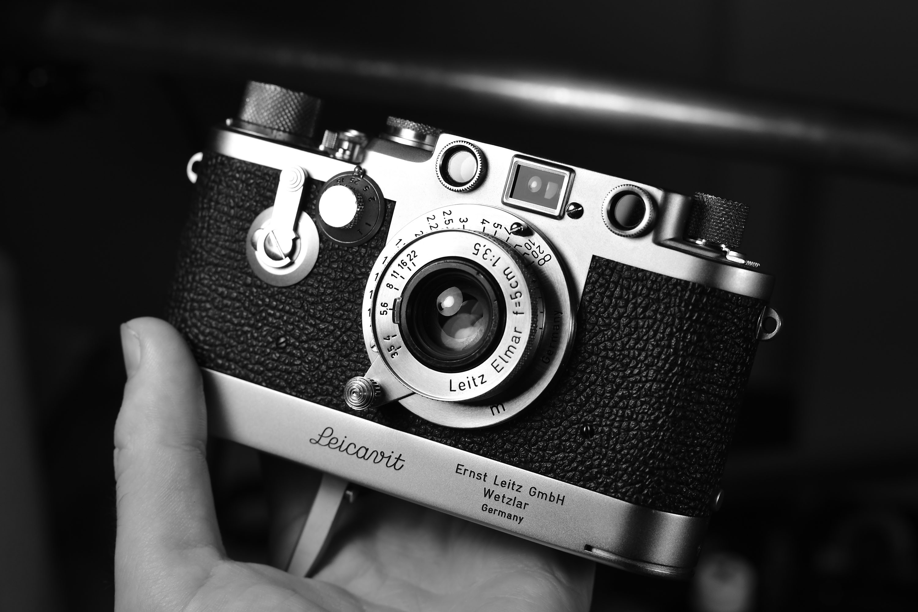 Leica IIIf with Leicavit Rapidwinder and Elmar 5cm